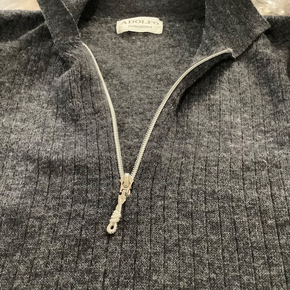 Vintage ADOLFO Wool Quarter- Zip Sweater Sz L 36-38 bust - Picture 12 of 14